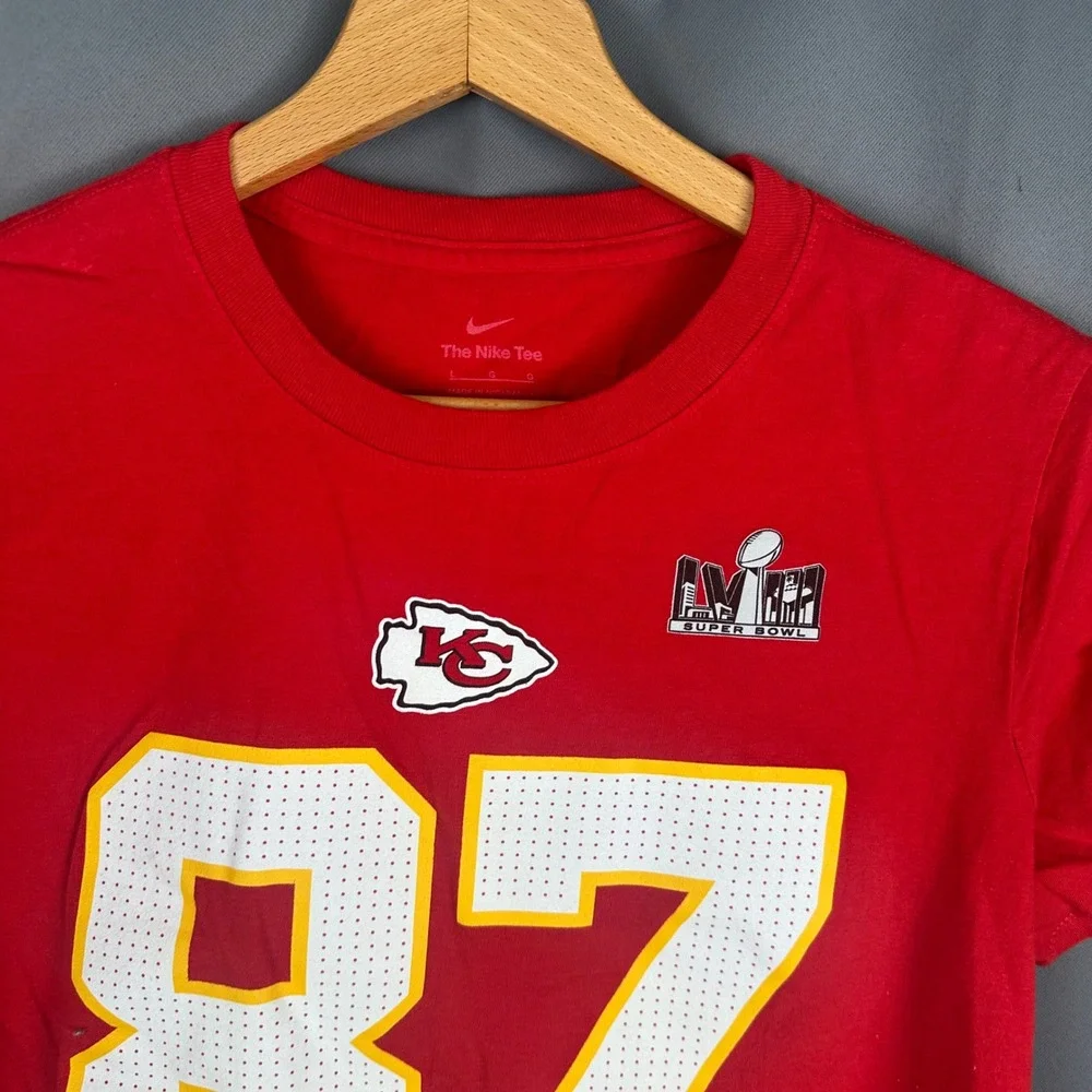 Nike Kansas City Chiefs Travis Kelce 87 Super Bowl LVII Red T-Shirt Mens Large